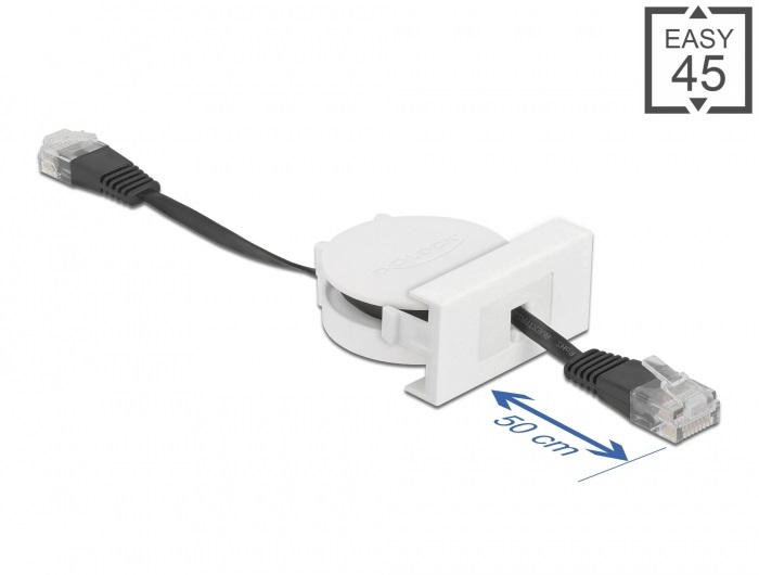 Delock 81361 Easy 45 45x45mm Cat5e RJ45 fekete behúzható kábel