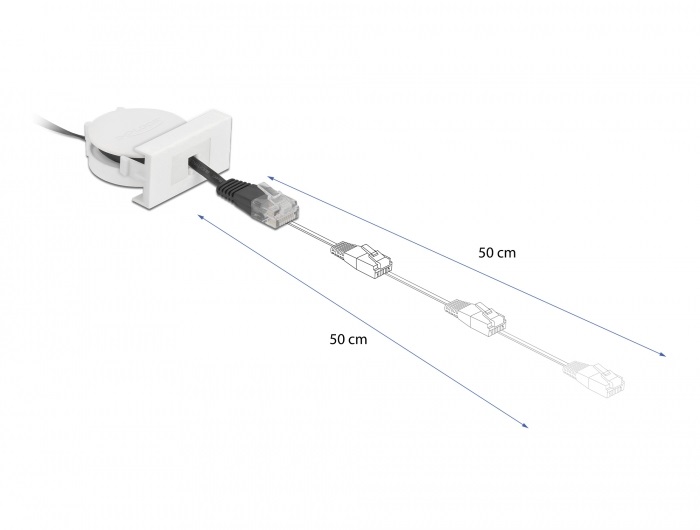 Delock 81361 Easy 45 45x45mm Cat5e RJ45 fekete behúzható kábel