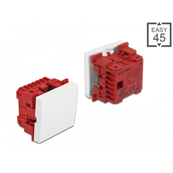 Delock 81362 Easy 45 45x45mm egypólusú/kétirányú fehér egyes kapcsoló
