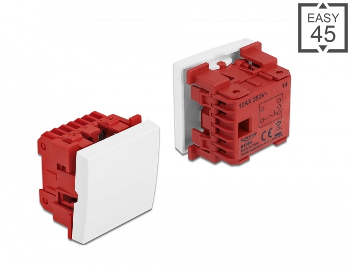 Delock 81364 Easy 45 45x45mm fehér egyes kapcsoló