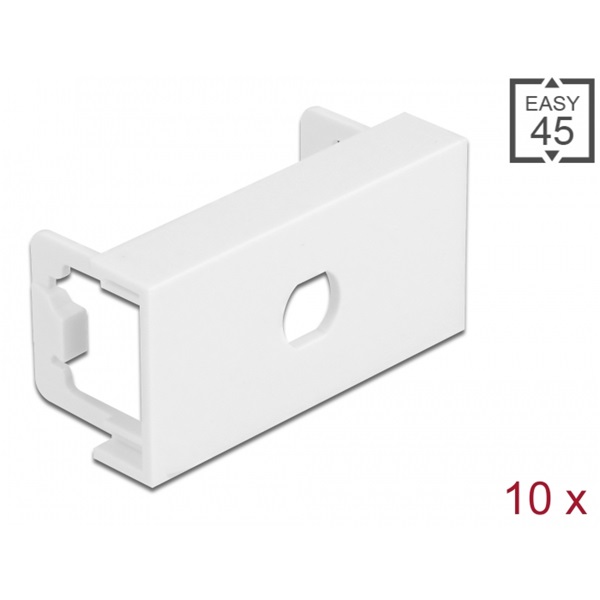Delock 81365 Easy 45 45x22,5mm M8 csavarodásgátlós 10db-os kerek kivágású fehér modullemez
