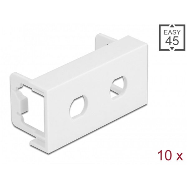 Delock 81366 Easy 45 45x22,5mm M8 csavarodásgátlós 10db-os dupla kerek kivágású fehér modullemez