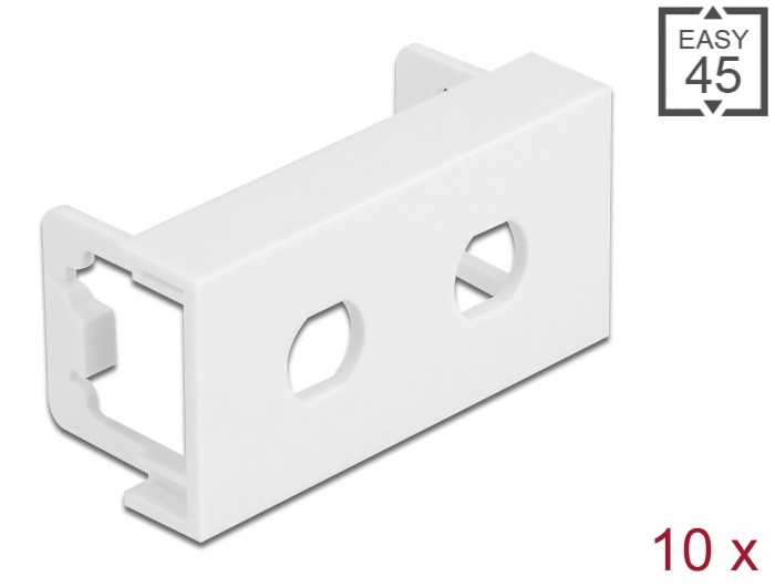 Delock 81366 Easy 45 45x22,5mm M8 csavarodásgátlós 10db-os dupla kerek kivágású fehér modullemez