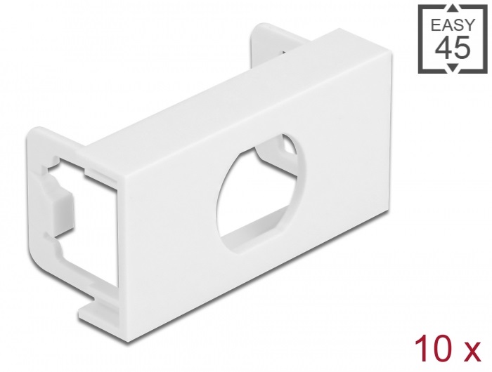 Delock 81367 Easy 45 45x22,5mm M15 csavarodásgátlós 10db-os kerek kivágású fehér modullemez
