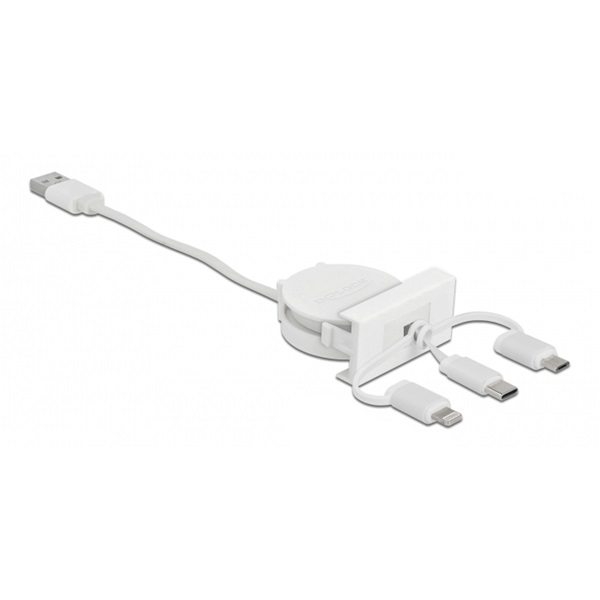Delock 81375 Easy 45 3 az 1-ben USB-A 2.0 - USB-C/MicroUSB/Lightning behúzható kábel