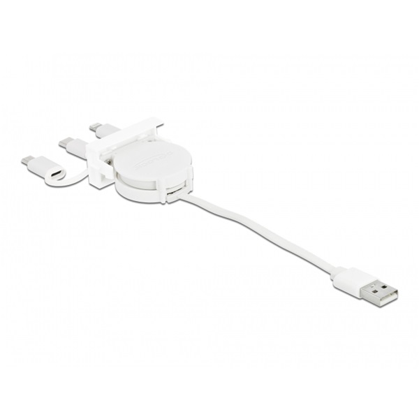 Delock 81375 Easy 45 3 az 1-ben USB-A 2.0 - USB-C/MicroUSB/Lightning behúzható kábel