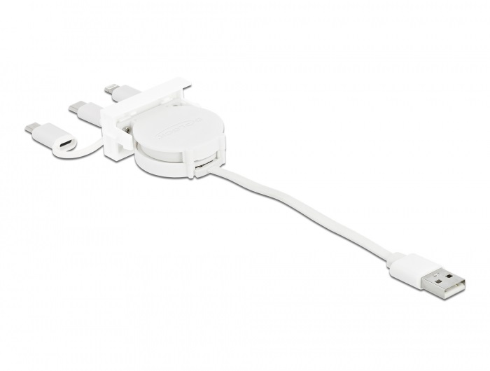 Delock 81375 Easy 45 3 az 1-ben USB-A 2.0 - USB-C/MicroUSB/Lightning behúzható kábel