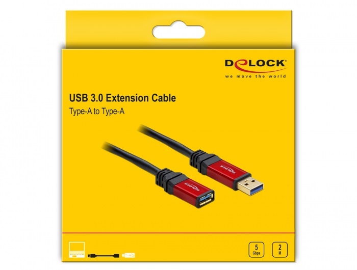 Delock 82753 USB 3.0-A apa/anya 2m hosszabbító prémium kábel