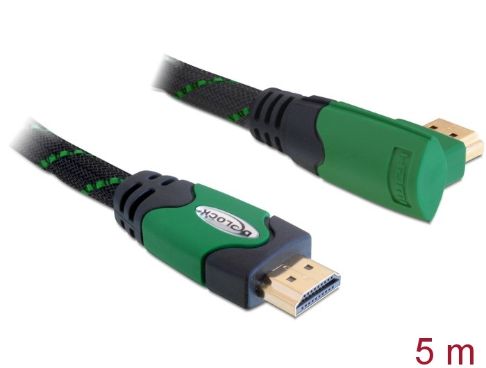 Delock 82954 5m High Speed HDMI A Ethernettel - HDMI A derékszögű 4K kábel