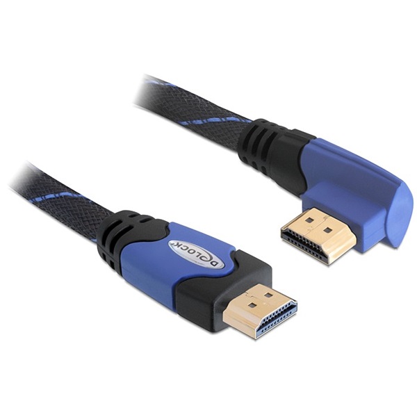 Delock 82956 2m High Speed HDMI A Ethernettel - HDMI A derékszögű 4K kábel