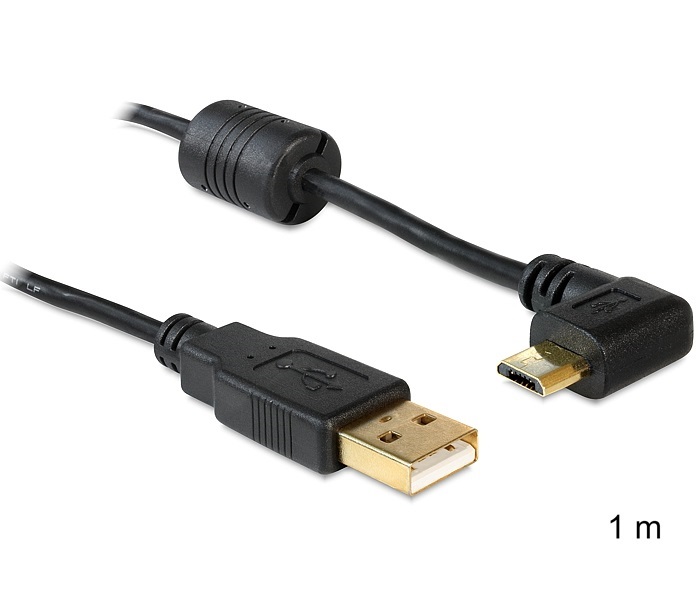 Delock 83147 USB-A apa > USB micro-B apa 90°-ban forgatott bal/jobb kábel, 1m