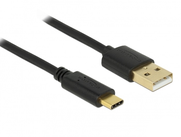 Delock 83327 USB-A 2.0 apa > USB Type-C 2.0 apa 2m fekete kábel