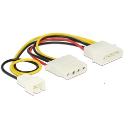 Delock 83658 4 tűs apa> 1 x 4 tűs anya+ 1 x 3 tűs apa (fan) 14 cm tápkábel