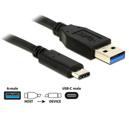 Delock 83869 USB 10 Gbps (USB 3.1 Gen 2) A típusú csatlakozódugó > USB Type-C 0,5m fekete kábel