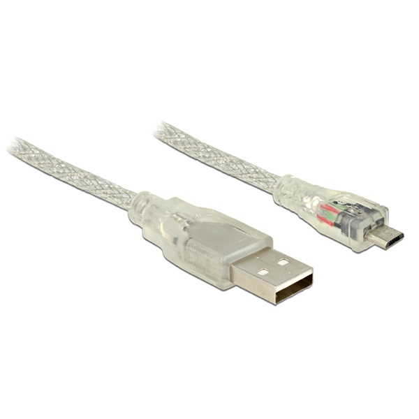 Delock 83901 2m USB 2.0 A/USB 2.0 Mictro-B áttetsző kábel
