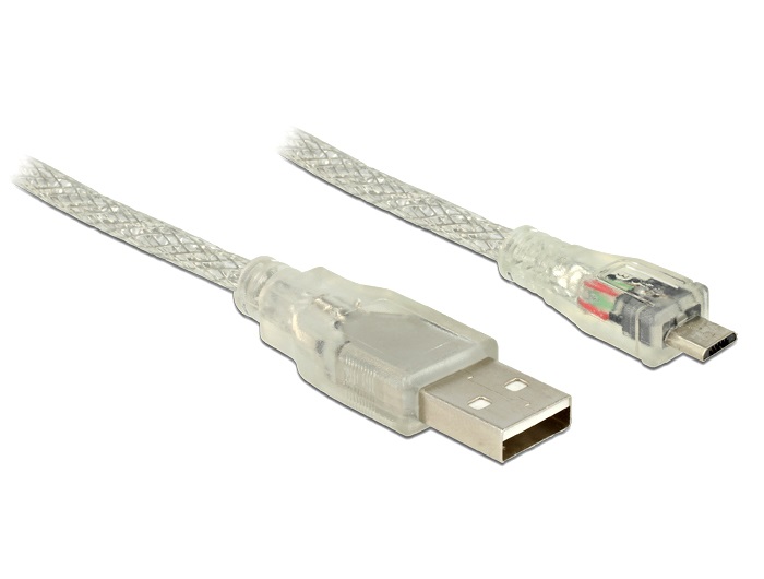 Delock 83901 2m USB 2.0 A/USB 2.0 Mictro-B áttetsző kábel
