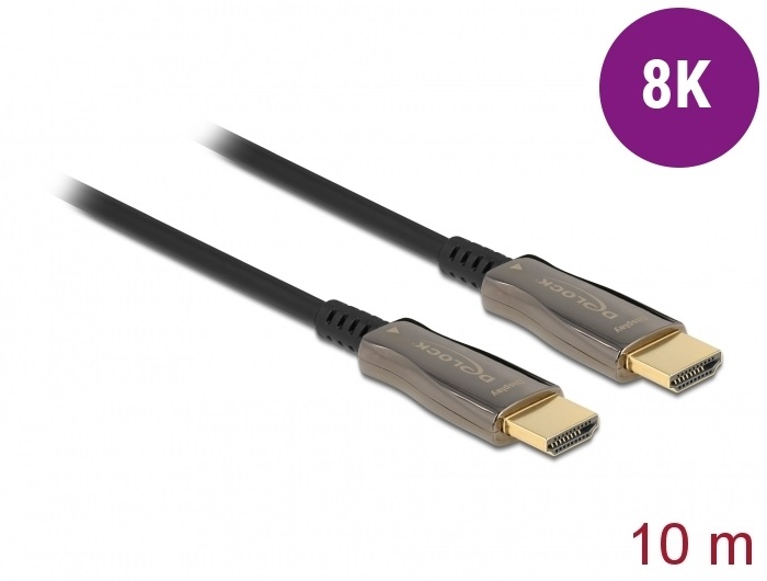 Delock 84034 aktív optikai HDMI apa > apa 8K 60Hz 10m összekötő kábel