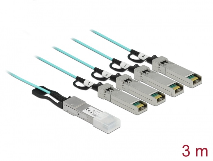 Delock 84058 3m QSFP+ - 4xSFP+ aktív optikai kábel