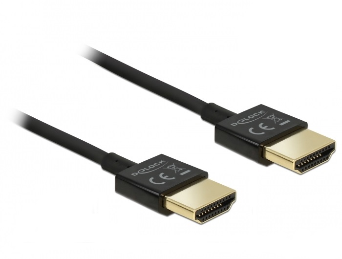 Delock 84772 Nagysebességű Ethernettel - HDMI-A > HDMI-A 3D 4K 1,5m vékony prémium kábel