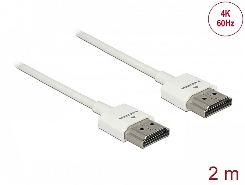 Delock 85137 2m HDMI A - HDMI A Ethernettel 3D 4K vékony kábel