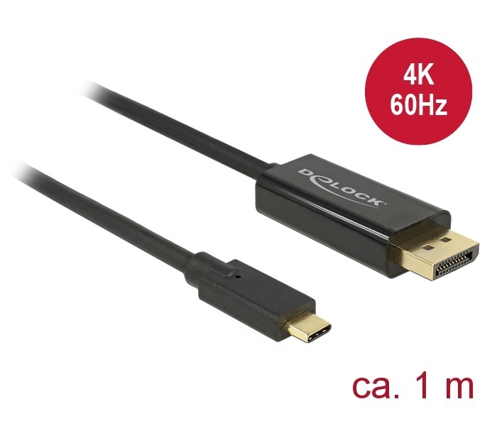 Delock 85255 1 méter USB Type-C apa > DisplayPort apa (DP váltakozó mód) 4K fekete kábel