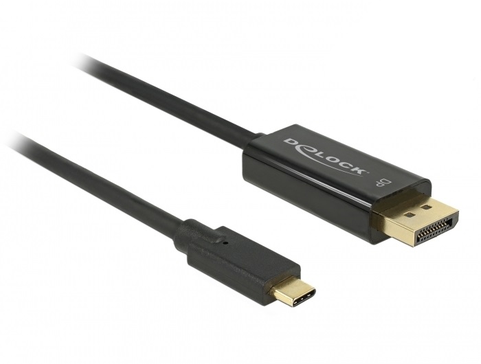 Delock 85256 USB Type-C apa > Displayport apa (DP váltakozó mód) 4K 60Hz 2m kábel