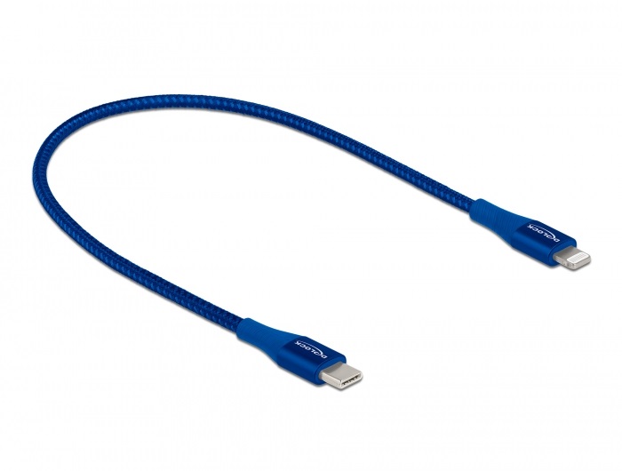 Delock 85415 50cm USB-C - Lightning iPhone/iPad/iPod kompatibilis kék MFi adat- és töltőkábel