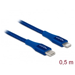 Delock 85415 50cm USB-C - Lightning iPhone/iPad/iPod kompatibilis kék MFi adat- és töltőkábel