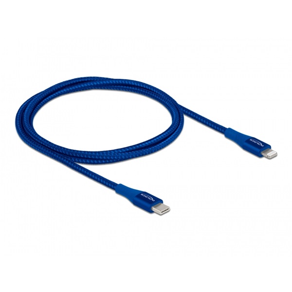 Delock 85416 1m USB-C - Lightning iPhone/iPad/iPod kompatibilis kék MFi adat- és töltőkábel