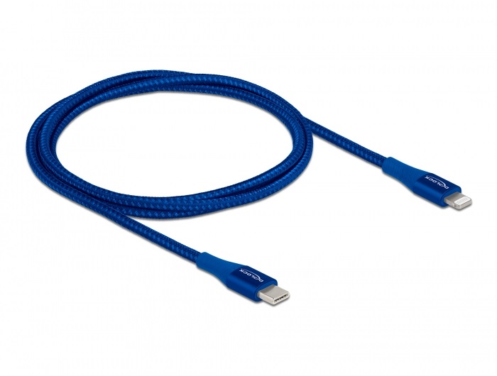 Delock 85416 1m USB-C - Lightning iPhone/iPad/iPod kompatibilis kék MFi adat- és töltőkábel
