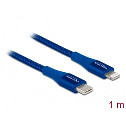 Delock 85416 1m USB-C - Lightning iPhone/iPad/iPod kompatibilis kék MFi adat- és töltőkábel