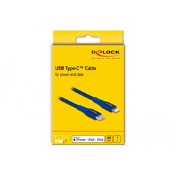 Delock 85416 1m USB-C - Lightning iPhone/iPad/iPod kompatibilis kék MFi adat- és töltőkábel