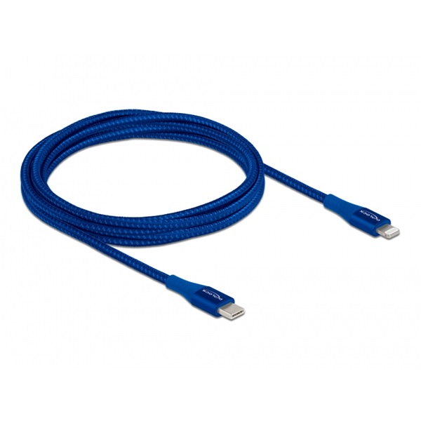 Delock 85417 2m USB-C - Lightning iPhone/iPad/iPod kompatibilis kék MFi adat- és töltőkábel