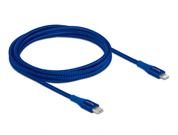 Delock 85417 2m USB-C - Lightning iPhone/iPad/iPod kompatibilis kék MFi adat- és töltőkábel