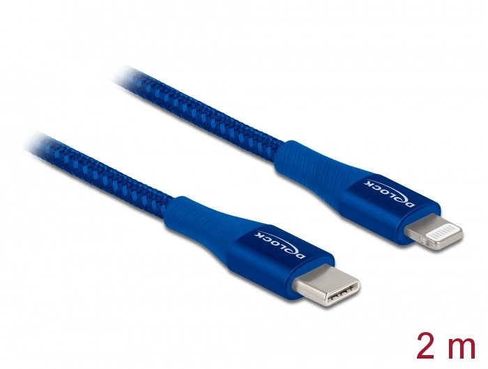 Delock 85417 2m USB-C - Lightning iPhone/iPad/iPod kompatibilis kék MFi adat- és töltőkábel