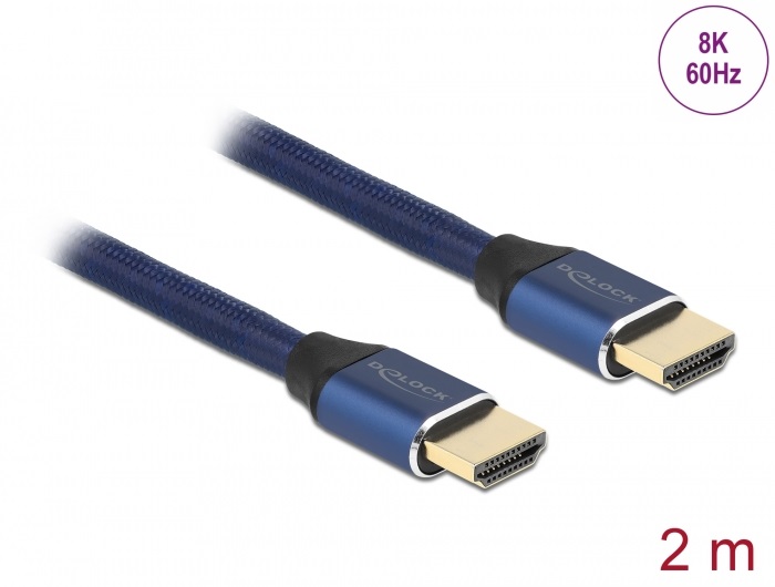 Delock 85447 2m Ultra nagy sebességű HDMI 48Gbps 8K 60Hz kék kábel