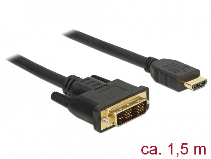 Delock 85583 1,5m DVI 18+1/HDMI-A fekete kábel