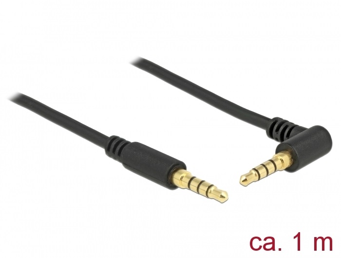 Delock 85610 1m 3,5 mm Jack 4-tűs apa-apa fekete sztereó kábel