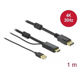 Delock 85963 1m DisplayPort/HDMI 4K 30 Hz kábel