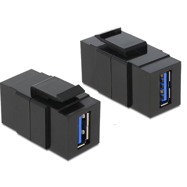 Delock 86369 USB 3.0 A anya > USB 3.0 A anya fekete Keystone modul adapter