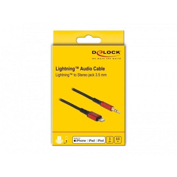 Delock 86586 50cm 8 tűs Lightning apa - 3,5mm jack apa kábel