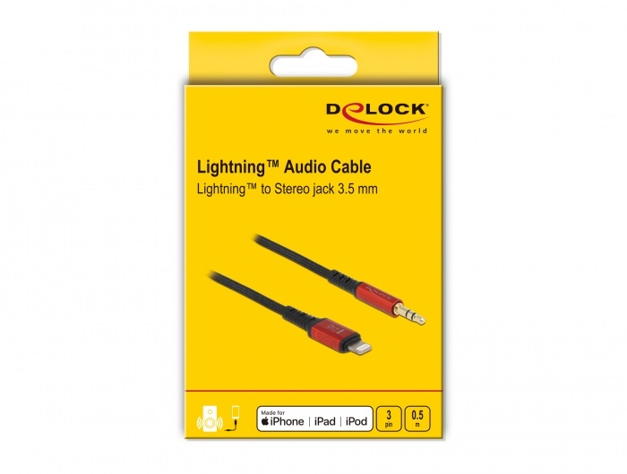 Delock 86586 50cm 8 tűs Lightning apa - 3,5mm jack apa kábel