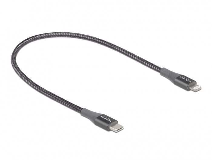 Delock 86630 50cm USB-C - Lightning iPhone/iPad/iPod kompatibilis szürke MFi adat- és töltőkábel