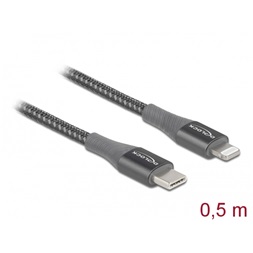 Delock 86630 50cm USB-C - Lightning iPhone/iPad/iPod kompatibilis szürke MFi adat- és töltőkábel