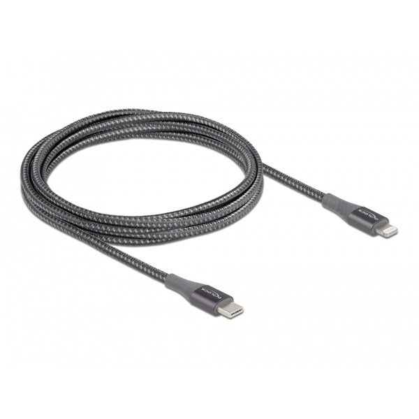 Delock 86632 2m USB-C - Lightning iPhone/iPad/iPod kompatibilis szürke MFi adat- és töltőkábel