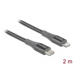 Delock 86632 2m USB-C - Lightning iPhone/iPad/iPod kompatibilis szürke MFi adat- és töltőkábel