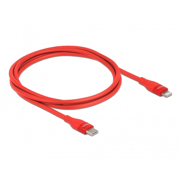 Delock 86634 1m USB-C - Lightning iPhone/iPad/iPod kompatibilis piros MFi adat- és töltőkábel