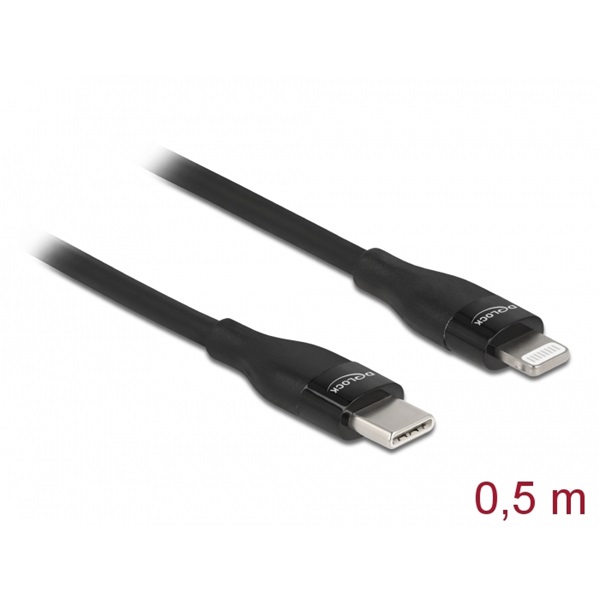 Delock 86636 50cm USB-C - Lightning iPhone/iPad/iPod kompatibilis fekete MFi adat- és töltőkábel