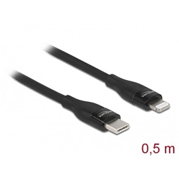 Delock 86636 50cm USB-C - Lightning iPhone/iPad/iPod kompatibilis fekete MFi adat- és töltőkábel