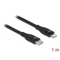 Delock 86637 1m USB-C - Lightning iPhone/iPad/iPod kompatibilis fekete MFi adat- és töltőkábel